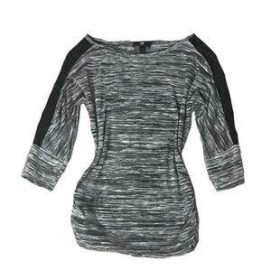Iz Byer Black & Gray Striped Long Sleeve Top